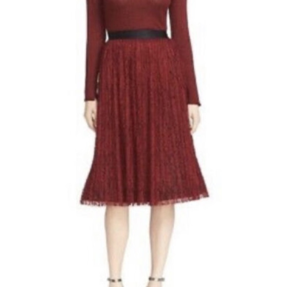 Alice & Olivia deep rad lace skirt tea length, size 8